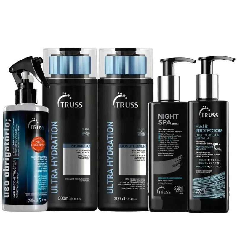 Kit TRUSS Ultra Hydration + Hair Protector + Night Spa  + Uso Obrigatório (5 Produtos)