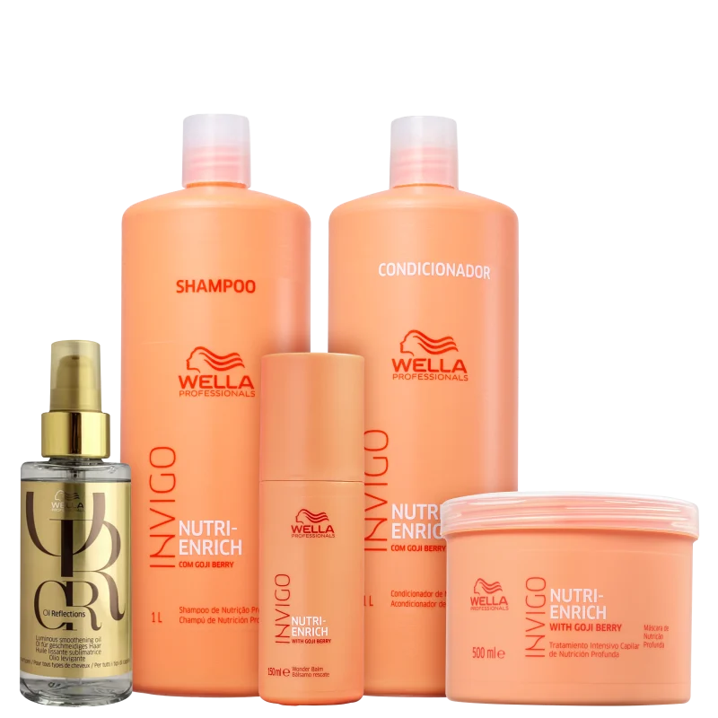 Kit Wella Professionals Invigo Nutri-Enrich & Oil Reflections Super Salon (5 Produtos)